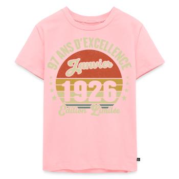 97 Ans Janvier 1926 Anniversaire Vintage Cadeau - T-shirt Premium bio Enfant - rose - Devant - AI Model Kid Female (0cm)