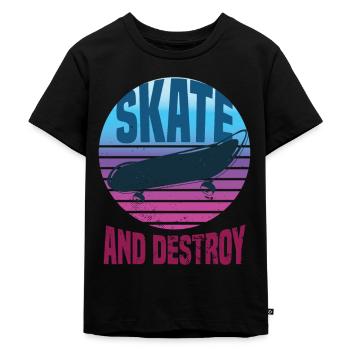 Skateboard Skateboardfahrer Skaten - Kinder Premium Bio T-Shirt - Schwarz - Vorne - Mikhail (115cm)