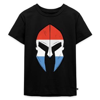 drapeau luxembourgeois en casque de guerrier spartiate - T-shirt Premium bio Enfant - noir - Devant - Mikhail (115cm)