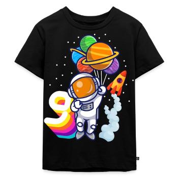 Astronaut 9. Geburtstag Weltraum Jungen Geschenk - Kinder Premium Bio T-Shirt - Schwarz - Vorne - Mikhail (115cm)