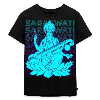 Saraswati Hindu-Göttin Hindu-Mythologie - Kinder Premium Bio T-Shirt - Schwarz - Vorne - Mikhail (115cm)