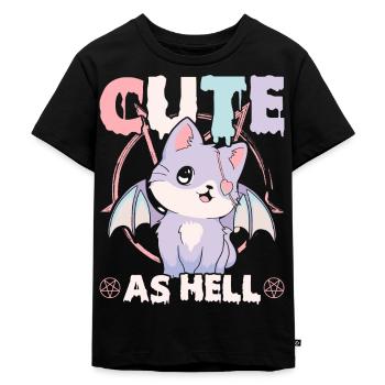 Lustige Cult Pastell Goth Katze Pentagramm Niedlic - Kinder Premium Bio T-Shirt - Schwarz - Vorne - Mikhail (115cm)