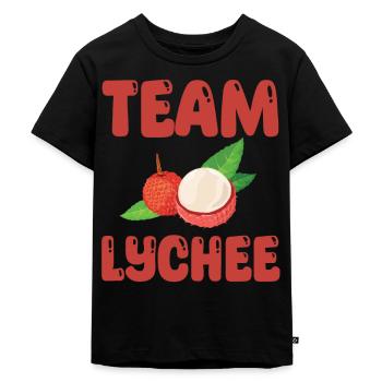 Team Litschi - Kinder Premium Bio T-Shirt - Schwarz - Vorne - Mikhail (115cm)