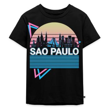 Sao Paulo City Skyline Cityscape Retro - Kids Premium Organic T-Shirt - black - Front - Mikhail (115cm)