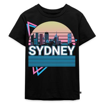 Sidney City Skyline Cityscape Rétro - T-shirt Premium bio Enfant - noir - Devant - Mikhail (115cm)