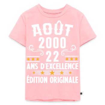 22 Ans Anniversaire Vintage Né(e) en Août 2000 - T-shirt Premium bio Enfant - rose - Devant - AI Model Kid Female (0cm)