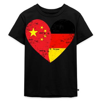 Chine Allemagne Drapeau Cœur - T-shirt Premium bio Enfant - noir - Devant - Mikhail (115cm)