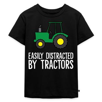 Facilement distrait par les tracteurs - T-shirt Premium bio Enfant - noir - Devant - Mikhail (115cm)