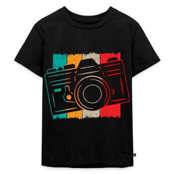 Amateurs de photographie Rétro Caméra Photographie - T-shirt Premium bio Enfant - noir - Devant - Mikhail (115cm)