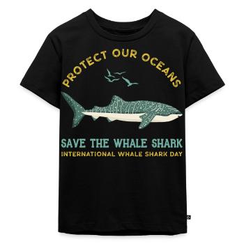 Save The Whale Sharks - Protect Our Oceans - Kids Premium Organic T-Shirt - black - Front - Mikhail (115cm)