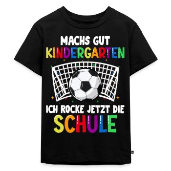 Schulkind Einschulung Fußball Schulstart Schule - Kinder Premium Bio T-Shirt - Schwarz - Vorne - Mikhail (115cm)