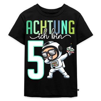 5. Geburtstag Junge Mädchen 5 Jahre Astronaut - Kinder Premium Bio T-Shirt - Schwarz - Vorne - Mikhail (115cm)