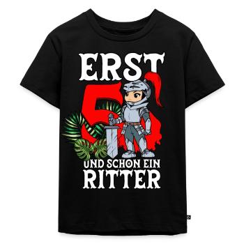 5 Jahre Ritter 5 Geburtstag Junge - Kinder Premium Bio T-Shirt - Schwarz - Vorne - Mikhail (115cm)
