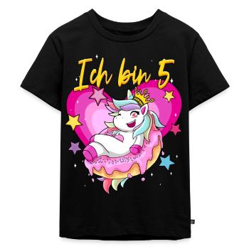 5 Geburtstag Mädchen - Kinder Premium Bio T-Shirt - Schwarz - Vorne - Mikhail (115cm)