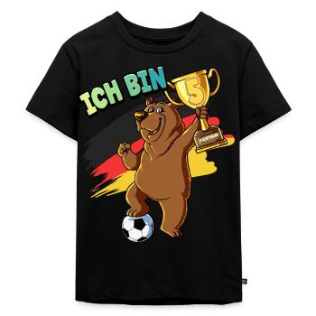 5. Geburtstag Ich bin 5 Jahre Fußball Junge - Kinder Premium Bio T-Shirt - Schwarz - Vorne - Mikhail (115cm)