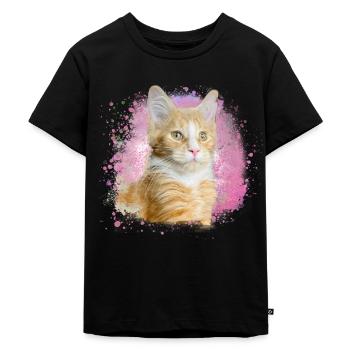 maincoon,cat,graffiti,painting, Maine Coon cat, - Kids Premium Organic T-Shirt - black - Front - Mikhail (115cm)