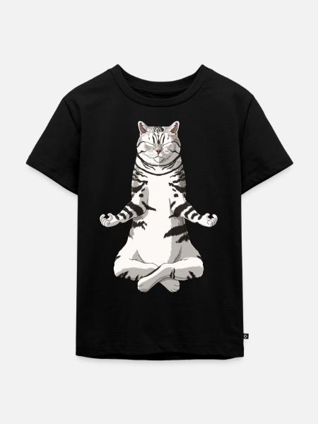 Drôle de Yoga Tabby British Shorthair Cat - T-shirt Premium bio Enfant - noir