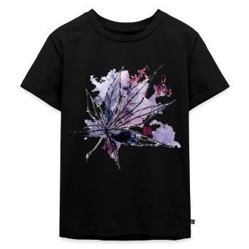 Autumn Holidays Japanese Art Watercolor Autumn leav - Kids Premium Organic T-Shirt - black - Front - Mikhail (115cm)