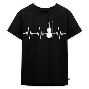 Geige Herzschlag - Kinder Premium Bio T-Shirt - Schwarz - Vorne - Mikhail (115cm)