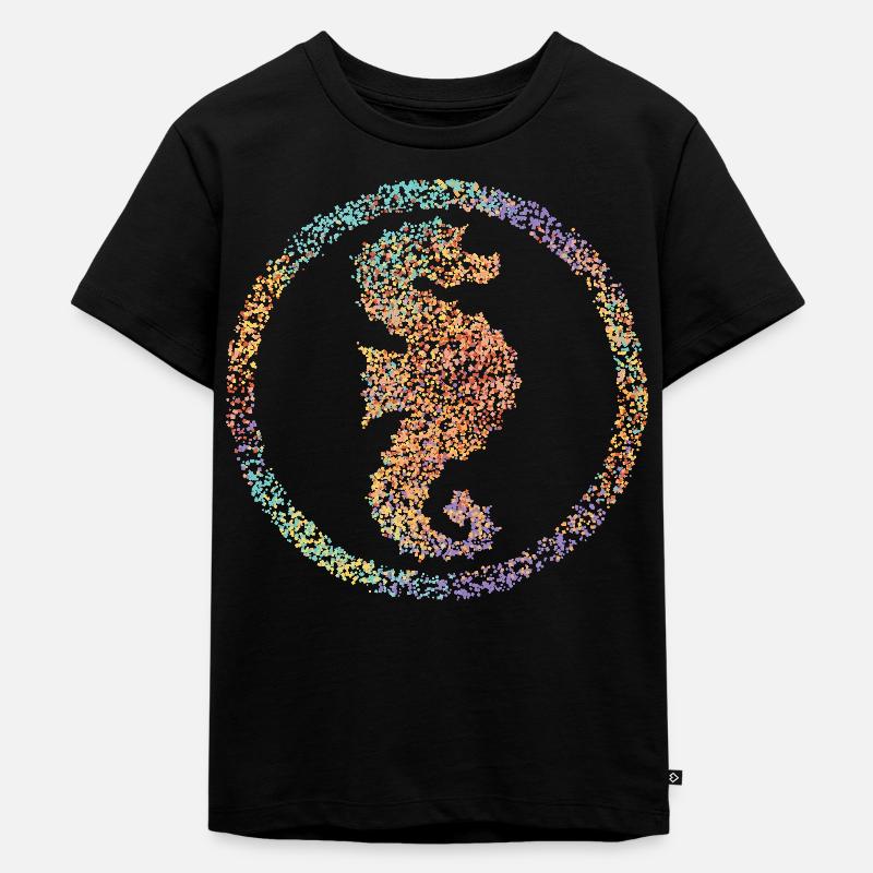 Seepferdchen Schwimmabzeichen Schwimmschule - Kinder Premium Bio T-Shirt - Schwarz