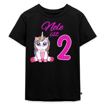 Kindergeburtstag 2 Jahre Mädchen Name Nele - Kinder Premium Bio T-Shirt - Schwarz - Vorne - Mikhail (115cm)