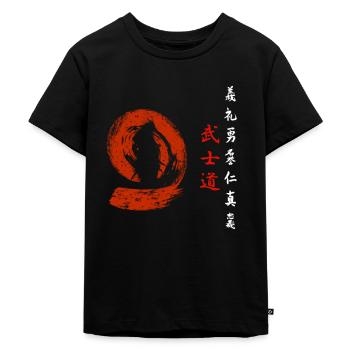 7 Virtues of a Samurai Japanese Character - Kids Premium Organic T-Shirt - black - Front - Mikhail (115cm)