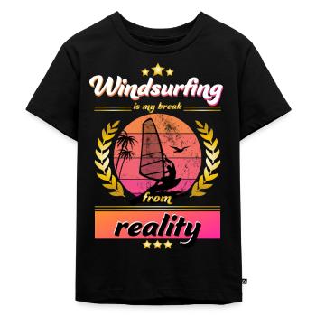 Windsurfing - Kinder Premium Bio T-Shirt - Schwarz - Vorne - Mikhail (115cm)