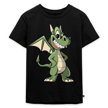 Süßer Drache Cartoon Drachen - Kinder Premium Bio T-Shirt - Schwarz - Vorne - Mikhail (115cm)