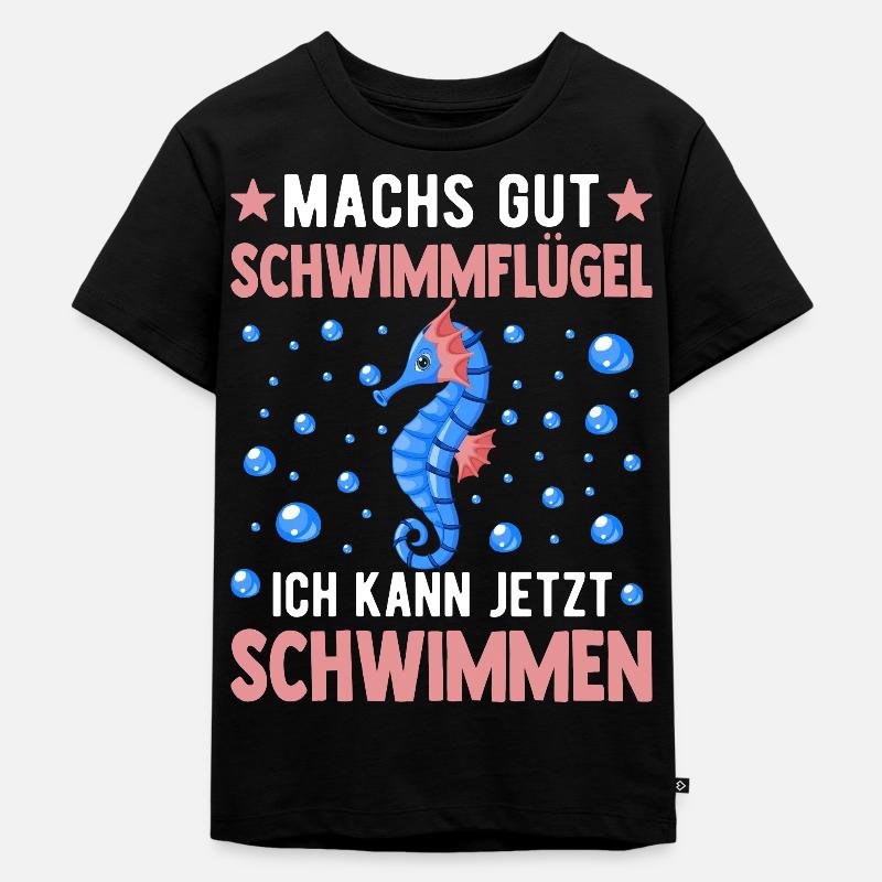 Seepferdchen Abzeichen Seepferdchen bestanden - Kinder Premium Bio T-Shirt - Schwarz