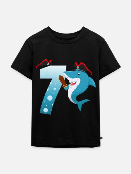 7ème fête d’anniversaire des enfants Shark - T-shirt Premium bio Enfant - noir