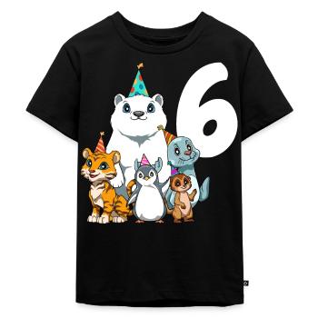 6 Geburtstag Zoo Tiere 6 Jahr alt Junge Mädchen - Kinder Premium Bio T-Shirt - Schwarz - Vorne - Mikhail (115cm)