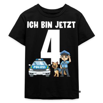 4 Geburtstag Polizei Shirt - 4 Jahre Junge - Kinder Premium Bio T-Shirt - Schwarz - Vorne - Mikhail (115cm)