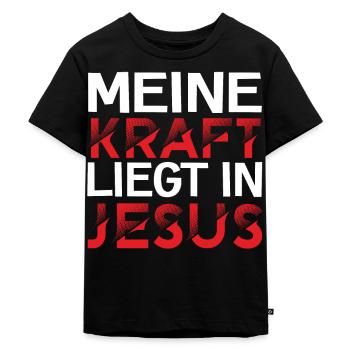 Meine Kraft Liegt In Jesus Christentum Glaube - Kinder Premium Bio T-Shirt - Schwarz - Vorne - Mikhail (115cm)