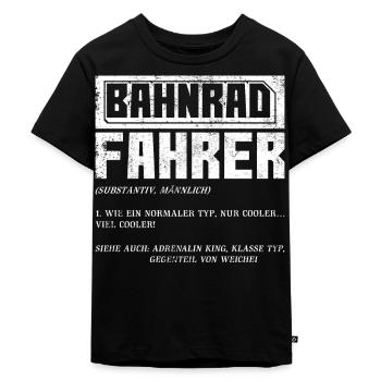 Bahnradfahrer Bahnrad Geschenk - Kinder Premium Bio T-Shirt - Schwarz - Vorne - Mikhail (115cm)