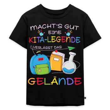 Kindergarten Abgänger, Tschüss Kita Legende - Kinder Premium Bio T-Shirt - Schwarz - Vorne - Mikhail (115cm)