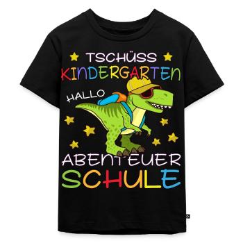 Trex Kita Abgänger, Hallo Schule Kindergarten - Kinder Premium Bio T-Shirt - Schwarz - Vorne - Mikhail (115cm)