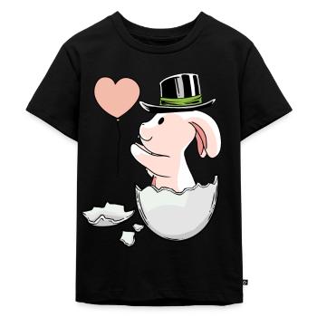Lapin de Pâques Ballon Oeuf Coquille Lapin de Pâques - T-shirt Premium bio Enfant - noir - Devant - Mikhail (115cm)