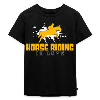 Horse riding saying - Kids Premium Organic T-Shirt - black - Front - Mikhail (115cm)