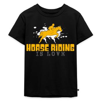 Horse riding saying - Kids Premium Organic T-Shirt - black - Front - Mikhail (115cm)