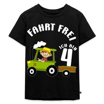 Trecker Geburtstagsmotiv 4 Jahre Jungen Geschenk - Kinder Premium Bio T-Shirt - Schwarz - Vorne - Mikhail (115cm)
