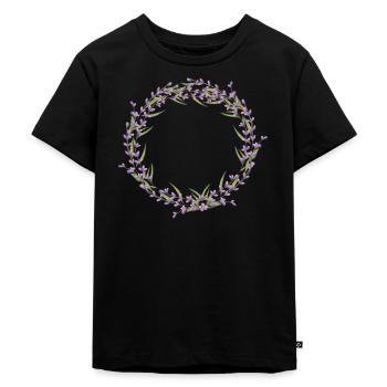 Lavendel I Team Braut Blumenkranz Hochzeit Boho - Kinder Premium Bio T-Shirt - Schwarz - Vorne - Mikhail (115cm)