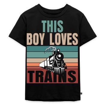 Ce garçon adore les locomotives de train! Cadeau enfant - T-shirt Premium bio Enfant - noir - Devant - Mikhail (115cm)
