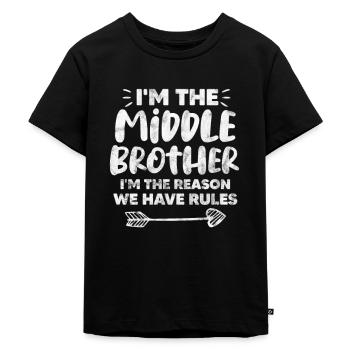 Broer - Kinderen Premium Bio T-shirt - zwart - Voor - Mikhail (115cm)
