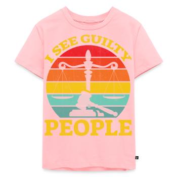 Slogan d’un avocat - Je vois des coupables - T-shirt Premium bio Enfant - rose - Devant - AI Model Kid Female (0cm)