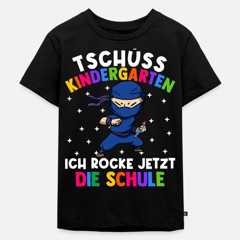 Bye Kindergarten Einschulung Schulkind Ninja - Kinder Premium Bio T-Shirt - Schwarz