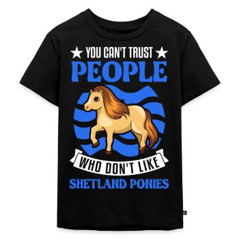Shetland Pony Geschenk Shetty - Kinder Premium Bio T-Shirt - Schwarz - Vorne - Mikhail (115cm)