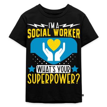 Mains du Mois du travail social à l’école - T-shirt Premium bio Enfant - noir - Devant - Mikhail (115cm)