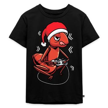 Gamer Ameise Mit Weihnachtsmütze Videospiele - Kinder Premium Bio T-Shirt - Schwarz - Vorne - Mikhail (115cm)