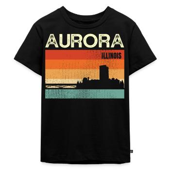 Aurora Illinois - Kinder Premium Bio T-Shirt - Schwarz - Vorne - Mikhail (115cm)