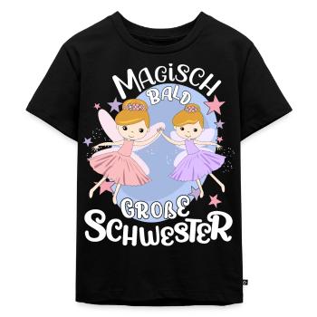 Große Schwester Fee werdende große Schwester - Kinder Premium Bio T-Shirt - Schwarz - Vorne - Mikhail (115cm)